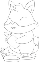 Fox Baby bottle Animal Vector Graphic Art Illustration