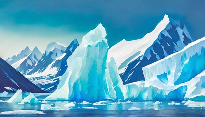 abstract background glaciers and icebergs banner highlighting the beauty of nature s glaciers and icebergs through an artistic illustration against a blue background