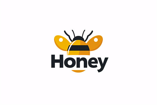 Stylized bee with honey text logo