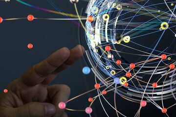 Global network. Blockchain. 3D illustration. Neural networks and artificial intelligence. Abstract ...
