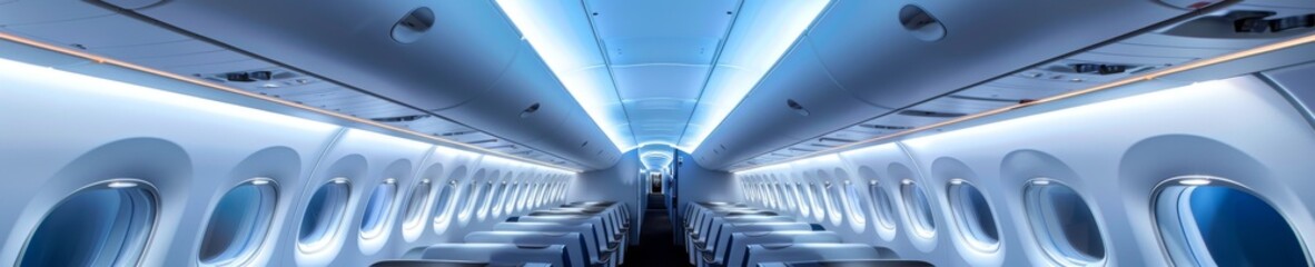An empty high tech jet cabin illustrating the future of air travel with innovative design and technology