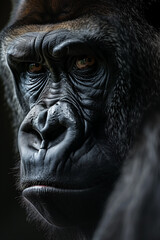 Fototapeta na wymiar Portrait dominant male gorilla on black background