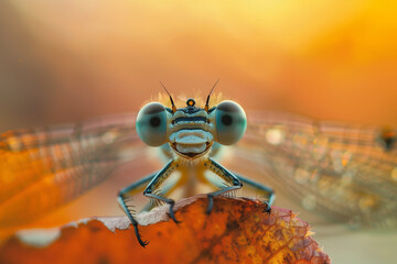 A dragonfly close up in vibrant tropical colors