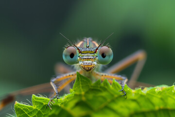 A dragonfly close up in vibrant tropical colors