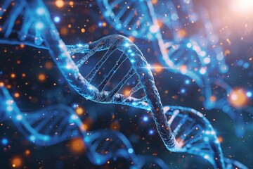 DNA strands being decoded by advanced technology - obrazy, fototapety, plakaty
