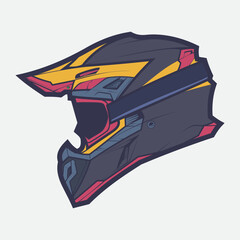 Helmet Motorcycle Cartoon Vector Icon, Cartoon Vector Icon Concept Flat Design. Draw Cartoon Vector Icon Illustration Helmet Motorcycle In Flat Style. Icon Cartoon Vector Helmet Motorcycle Side View