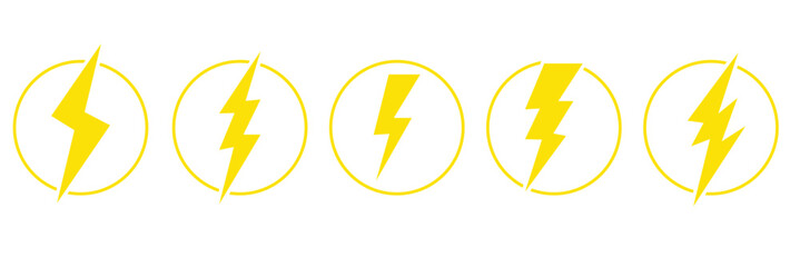 Fototapeta premium Electric power icon. Thunder bolt lightning icons set. Flash lightning sign vector collection. Various vector stock symbol illustration of thunderbolt electric flashes for energy powers . vector EPS10