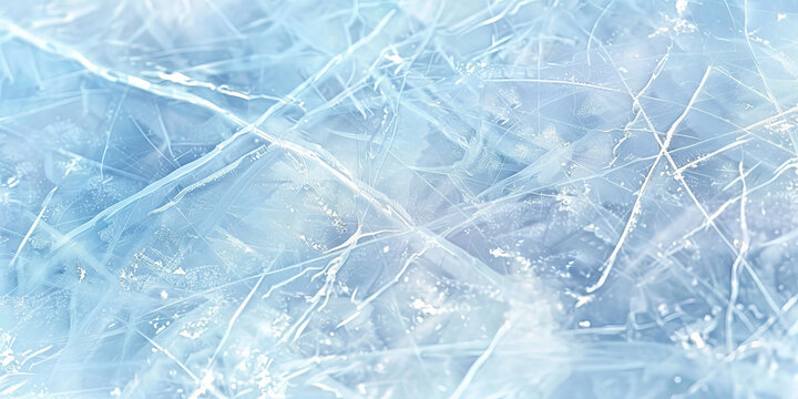  natural blue ice texture of surface of frozen. Nature abstract pattern of white cracks ice. Winter seasonal background,ice skating surface, flat lay, ice texture background	

