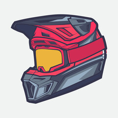 Helmet Motorcycle Cartoon Vector Icon, Cartoon Vector Icon Concept Flat Design. Draw Cartoon Vector Icon Illustration Helmet Motorcycle In Flat Style. Icon Cartoon Vector Helmet Motorcycle Side View