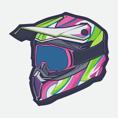 Helmet Motorcycle Cartoon Vector Icon, Cartoon Vector Icon Concept Flat Design. Draw Cartoon Vector Icon Illustration Helmet Motorcycle In Flat Style. Icon Cartoon Vector Helmet Motorcycle Side View