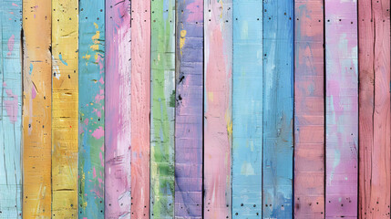 Pastel colorful rainbow painted wood planks