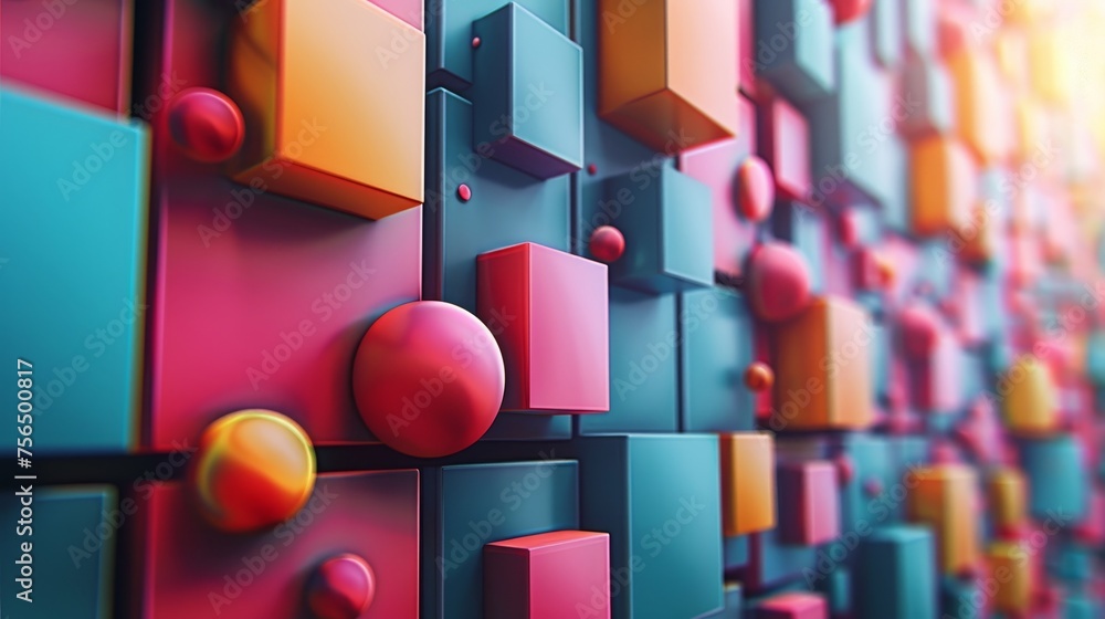 Aufkleber pattern of 3d shapes on dynamic background