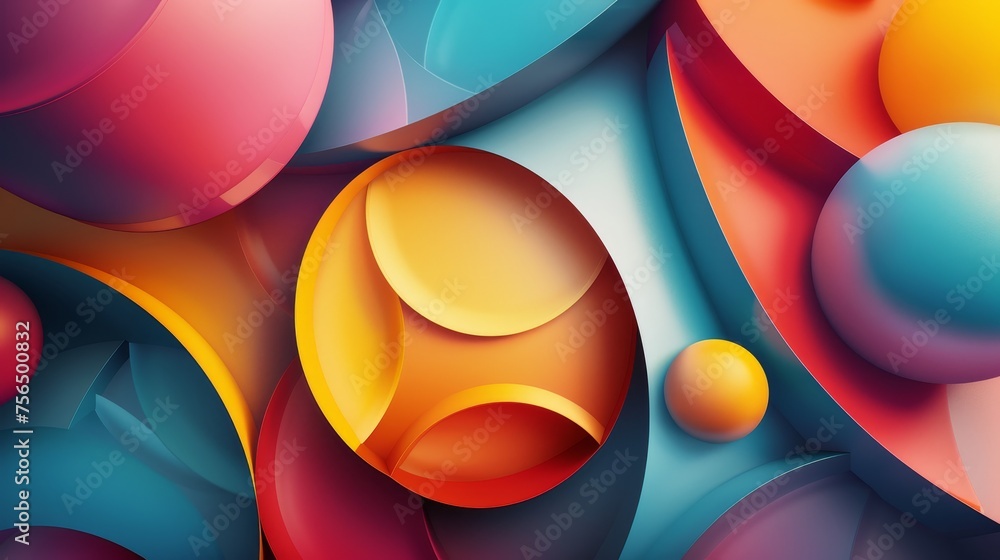 Aufkleber pattern of 3d shapes on dynamic background