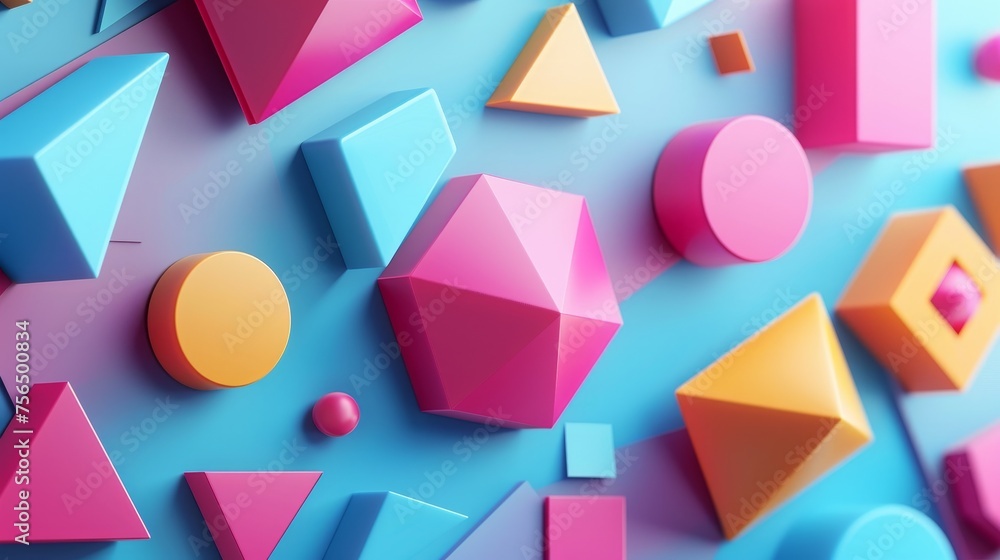 Aufkleber pattern of 3d shapes on dynamic background