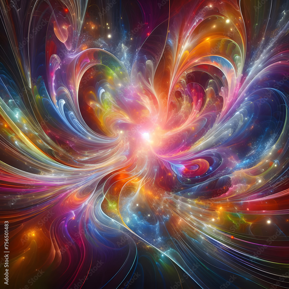 Aufkleber abstract multi colored background with vibrant fractal illustration generative by ai
