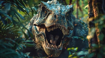 Terrifying dinosaur emerges from dense prehistoric jungle