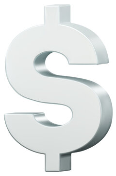 Silver US dollar currency symbol isolated on background. dollar sign. 3D signs money currency sign. 3D png Illustration.
