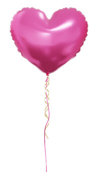 Pink heart balloons isolated on white background. Helium heart balloons clipart for anniversary, birthday, wedding, party. 3D png illustration.
