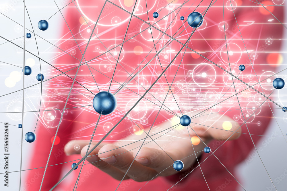 Poster conference digital network and data concept 3d