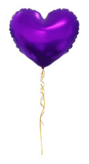 Purple heart balloons isolated on white background. Helium heart balloons clipart for anniversary, birthday, wedding, party. 3D png illustration.