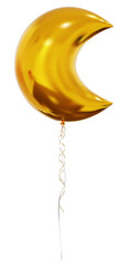 Realistic vector gold Crescent Moon balloons isolated on white background. Helium Moon balloons clipart for anniversary, birthday, wedding, party. 3D png illustration. © vensto
