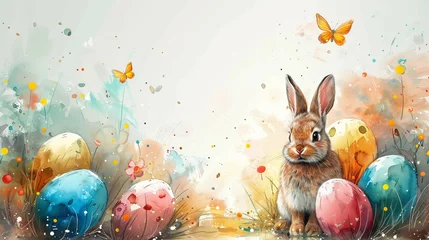 Foto op Canvas easter bunny and easter eggs © Milena Wi