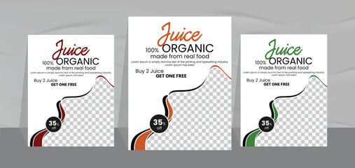 orange juice poster design and natural juice menu promotion flyer template