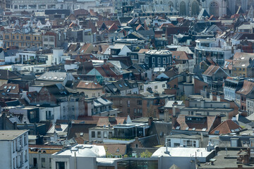 Antwerp, Belgium. 15 April 2023. Aerial view Cityscape of Antwerp.