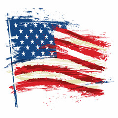 Patriotic of United States of America flag in brush stroke effect, vector graphic