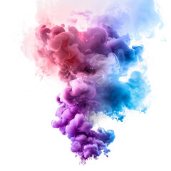Fototapeta premium multi-colored thick smoke swirls upward on a white background, special effects for design