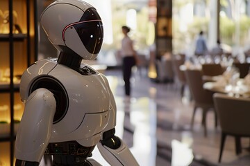 Fototapeta premium Human and Service Robot Collaboration, teaming up, efficient work, synergy, AI