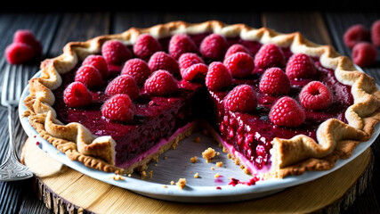 Raspberry pie on a plate