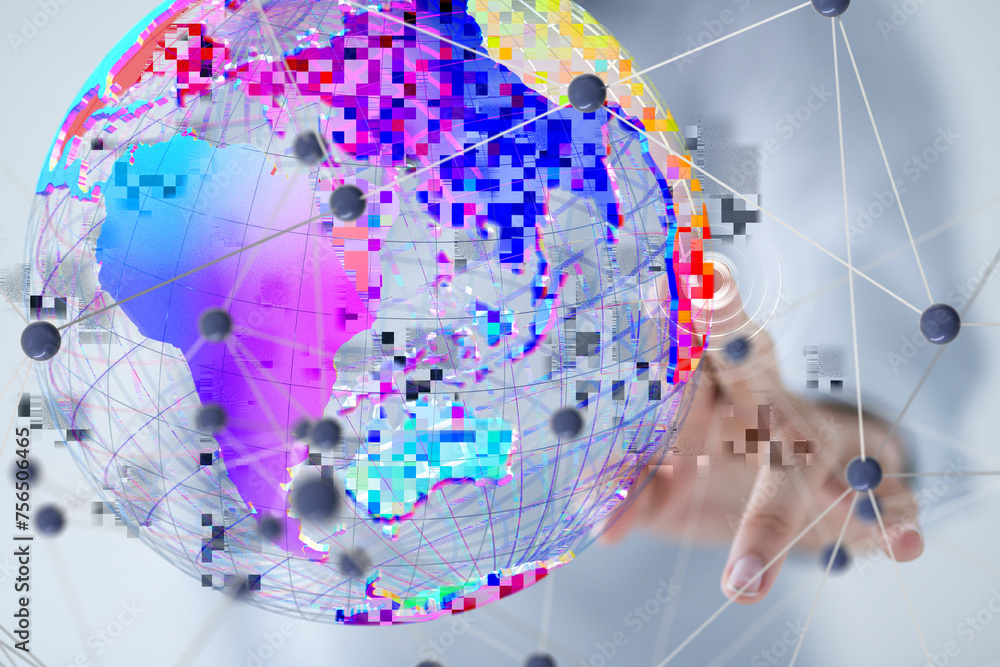 Poster conference digital network and data concept 3d