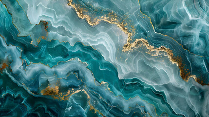 Cold blue with gold elements marble background and golden waves. High-resolution