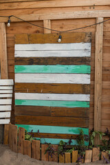 Wooden strips available to insert a message.