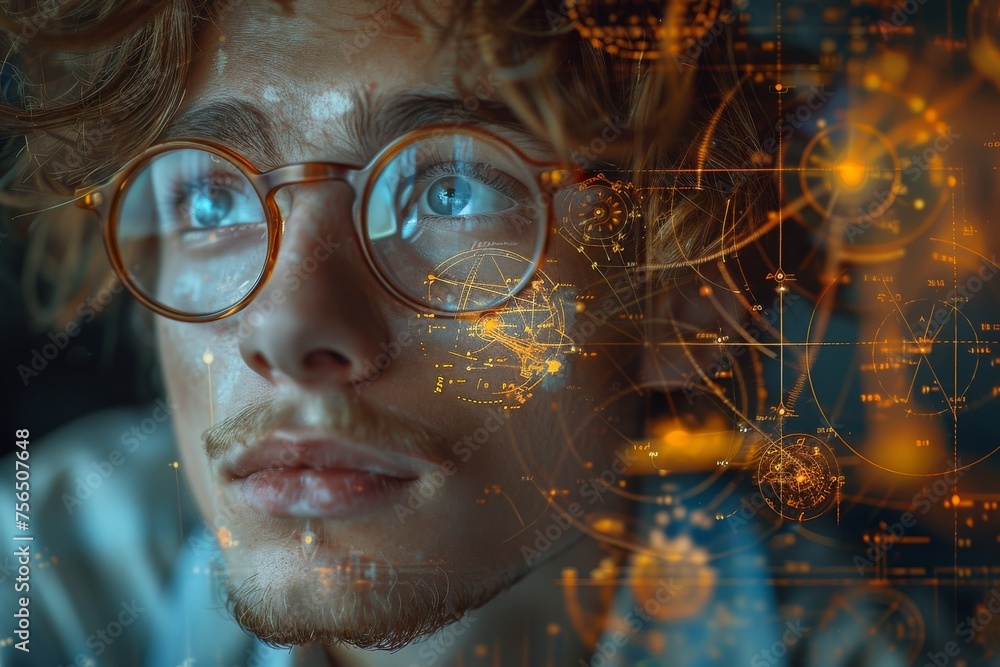 Poster an artistic representation of a futuristic digital world with blue glowing networks and orb-like str