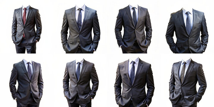 man business suit without head isolated on white background