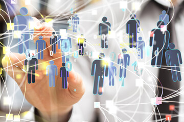 Network team. Social network. 3d illustration
