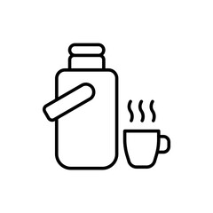 Thermos outline icons, minimalist vector illustration ,simple transparent graphic element .Isolated on white background