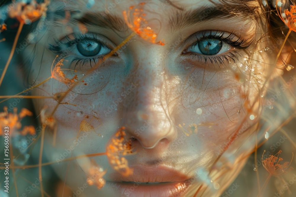 Aufkleber warm orange abstract light flares glowing on a dark and moody background creating a dynamic contrast