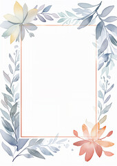 Fototapeta na wymiar watercolor vertical floral frame border decoration elements - wedding card invitation illustration design asset.