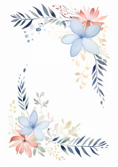 Fototapeta na wymiar watercolor vertical floral frame border decoration elements - wedding card invitation illustration design asset.
