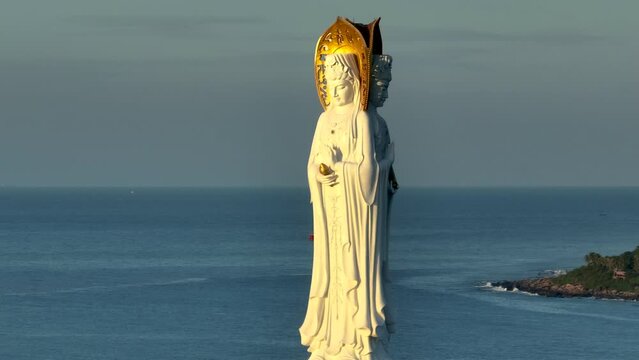 Buddhism Guanyin statue at seaside in nanshan temple, hainan island , China 
