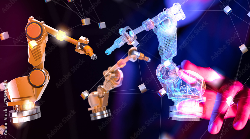 Aufkleber neural network 3d illustration. big data and cybersecurity