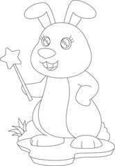 Rabbit Wizard Magic wand Animal Vector Graphic Art Illustration