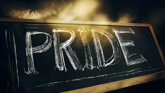 The seven deadly sins written on a blackboard.