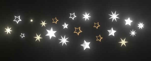 Galactic Christmas Descent: Enthralling 3D Illustration of Falling Holiday Stars from the Cosmos