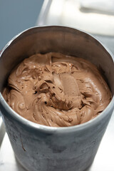 bucket of chocolate ice cream