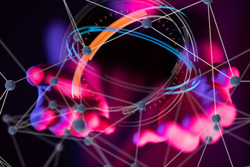 Fototapeta premium Global network. Blockchain. 3D illustration. Neural networks and artificial intelligence. Abstract