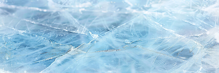 Obraz premium natural blue ice texture of surface of frozen. Nature abstract pattern of white cracks ice. Winter seasonal background,ice skating surface, flat lay, ice texture background